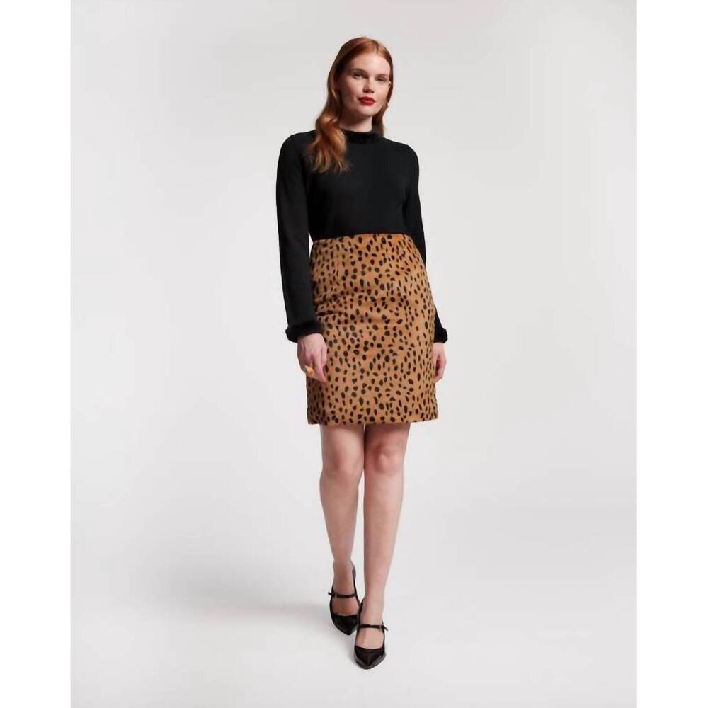 NEW FRANCES VALENTINE blaine slim fit mini skirt in cheetah print